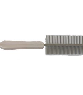 PEIGNE DOUBLE POUR CHATS -MANCHE FINI NACRE, DOUBLE SIDED COMB FOR CATS-MOTHER-OF-PEARL HANDLE FINISH