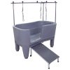PLASTIC GROOMING BATHTUB WITH RAMP AND CROSSBAR FOR LOOP,