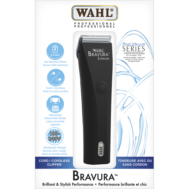 TONDEUSE À BATTERIE AU LITHIUM RECHARGEABLE WAHL BRAVURA -NOIR, LITHIUM BATTERY RECHARGEABLE WAHL BRAVURA CLIPPER -BLACK