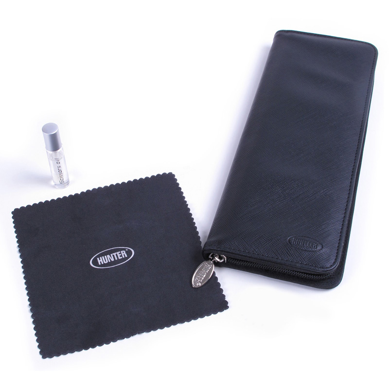 35941b CISEAUX PROFESSIONNEL HUNTER – AMINCISSEUR 7′ EN ACIER INOXYDABLE -ÉTUI, PROFESSIONAL HUNTER STAINLESS STEEL SCISSORS – SLIMMING 7′ SCISSORS -CASE